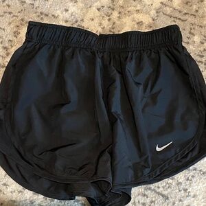 Nike Women's Black Athletic Shorts with White Swoosh